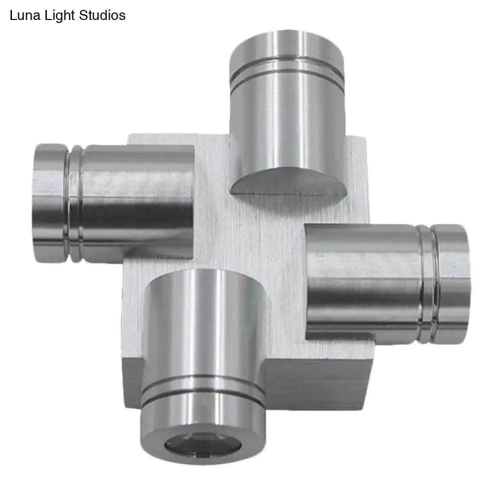 Modern Cross Aluminum LED Wall Sconce Light in Vibrant Yellow, Pink, or Blue