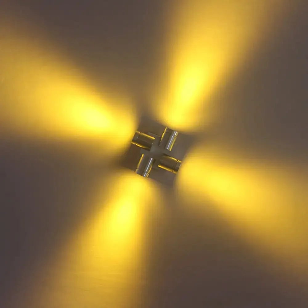 Modern Cross Aluminum LED Wall Sconce Light in Vibrant Yellow, Pink, or Blue