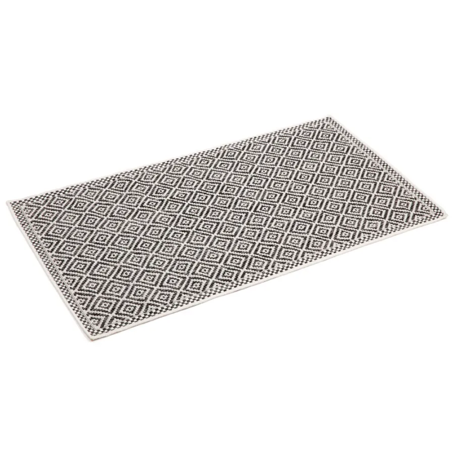 Moti Black and White Diamond Polypropylene Large Outdoor Rug