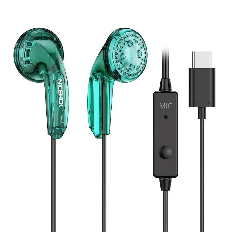 NiceHCK Traceless Wired Earbuds, Yuandao 15.4mm Dynamic Headphones HIFI Music Headset Audiophile Earphone with 3.5mm Jack/USB C  Plug