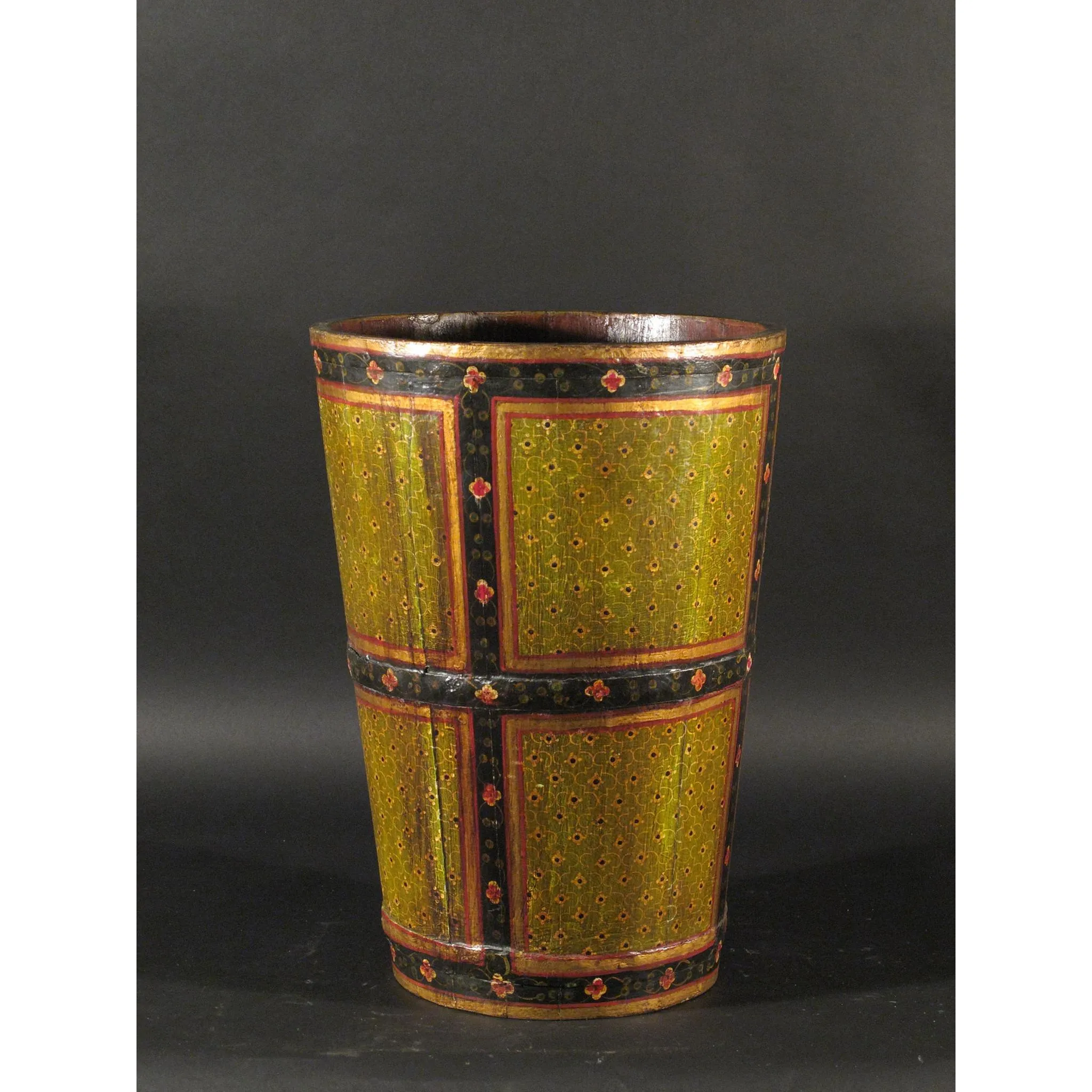 Painted Wooden Bin From Rajasthan