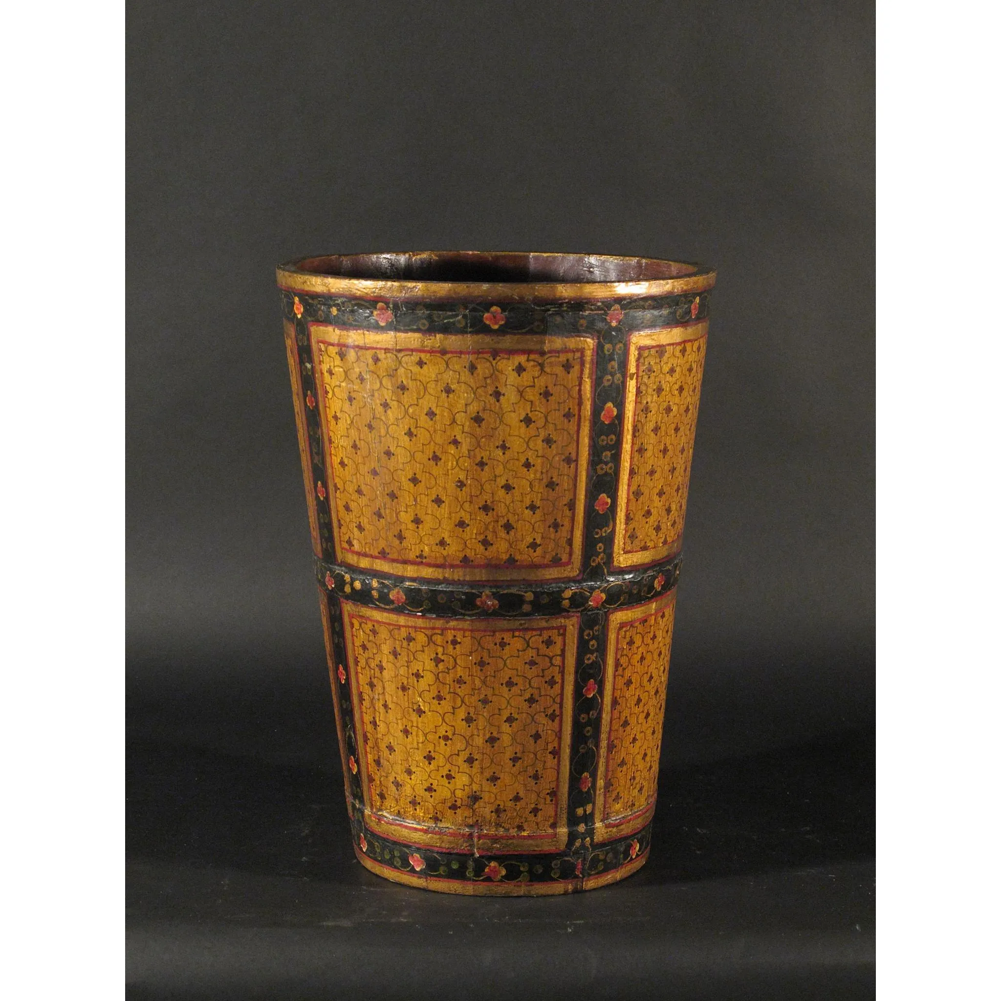 Painted Wooden Bin From Rajasthan