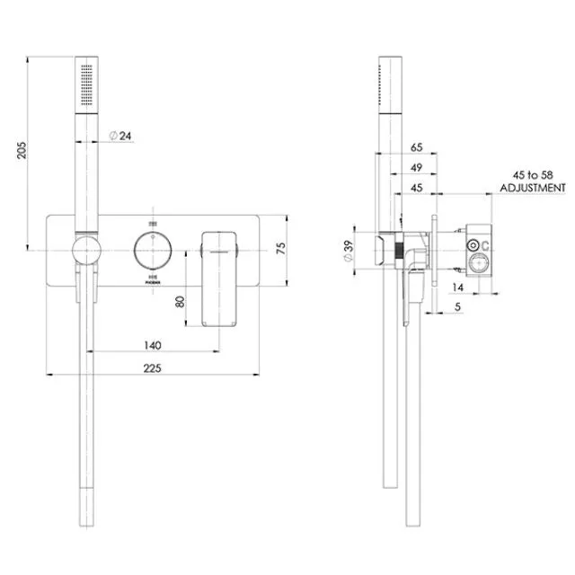 Phoenix Gloss MKII Wall Shower System Brushed Nickel
