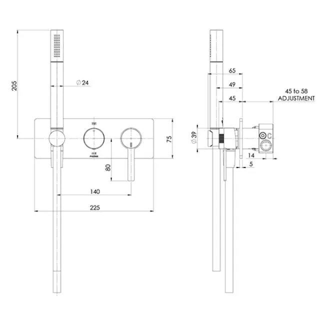 Phoenix Lexi MKII Wall Shower System Chrome