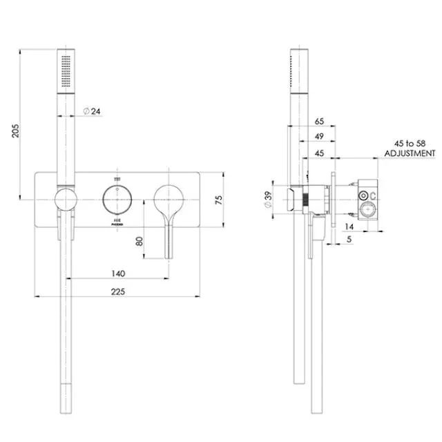 Phoenix Vivid Slimline Oval Wall Shower System Brushed Nickel