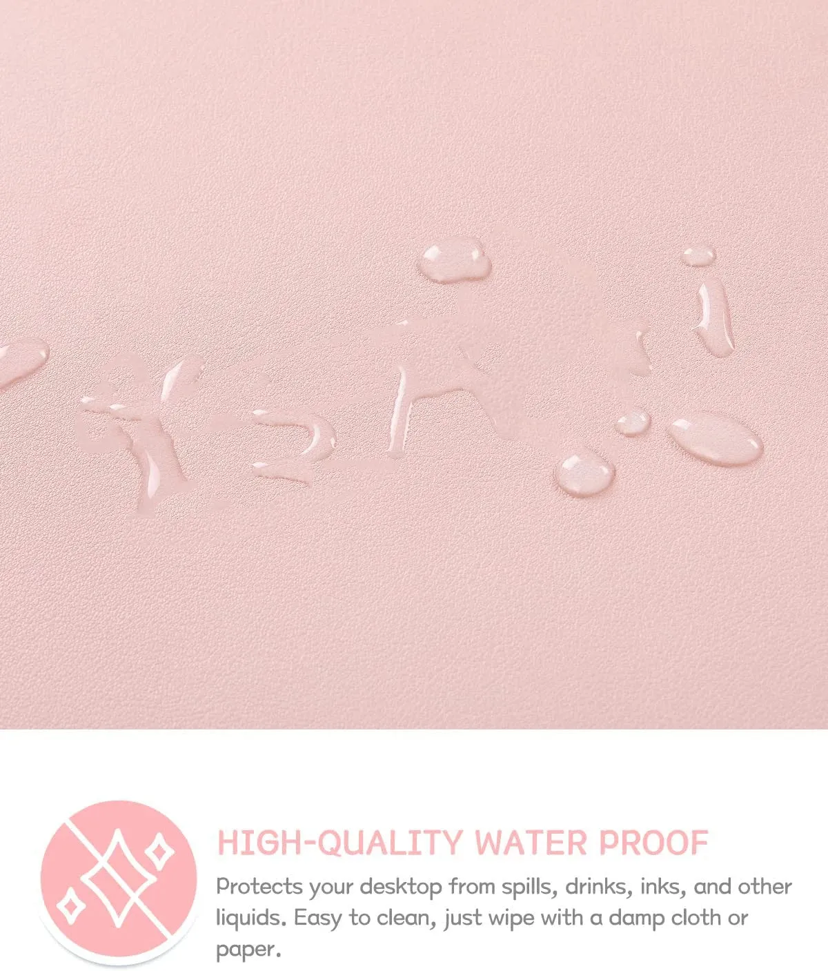 Pink Waterproof PVC Leather Desk Mat for Girls - Non-Slip Gaming & Laptop Pad