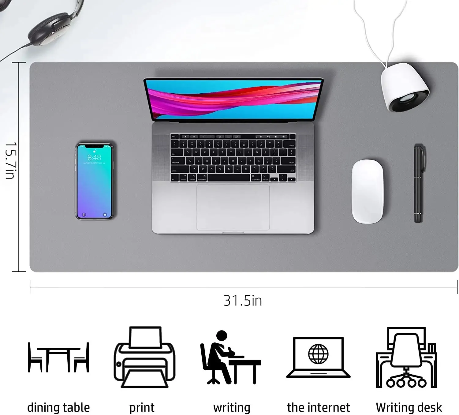 Pink Waterproof PVC Leather Desk Mat for Girls - Non-Slip Gaming & Laptop Pad