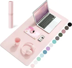 Pink Waterproof PVC Leather Desk Mat for Girls - Non-Slip Gaming & Laptop Pad