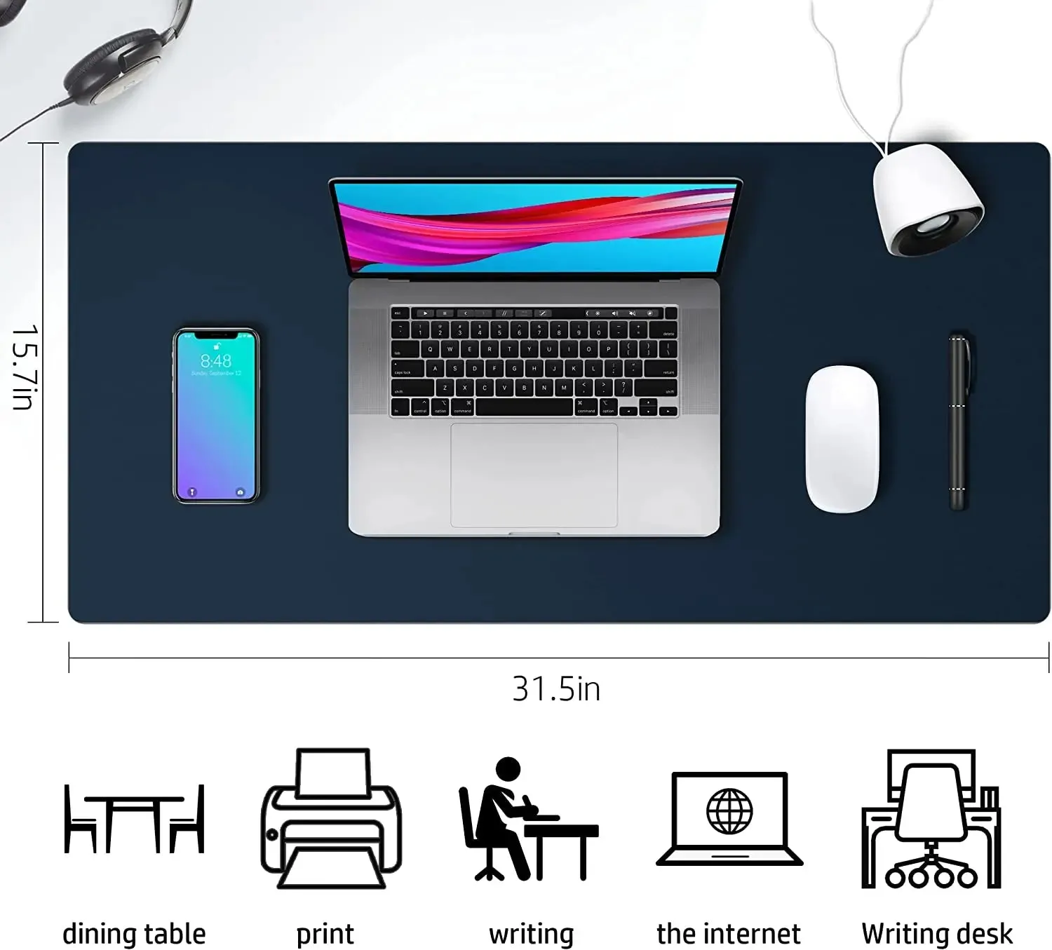 Pink Waterproof PVC Leather Desk Mat for Girls - Non-Slip Gaming & Laptop Pad