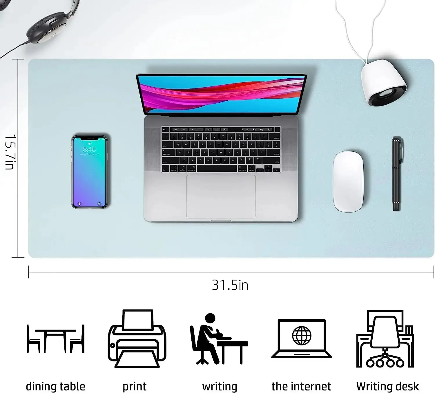 Pink Waterproof PVC Leather Desk Mat for Girls - Non-Slip Gaming & Laptop Pad