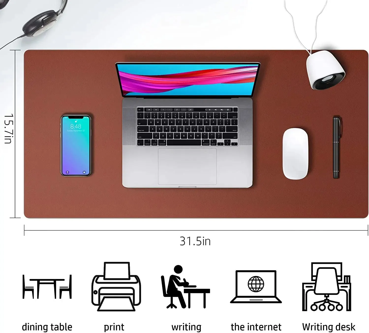 Pink Waterproof PVC Leather Desk Mat for Girls - Non-Slip Gaming & Laptop Pad