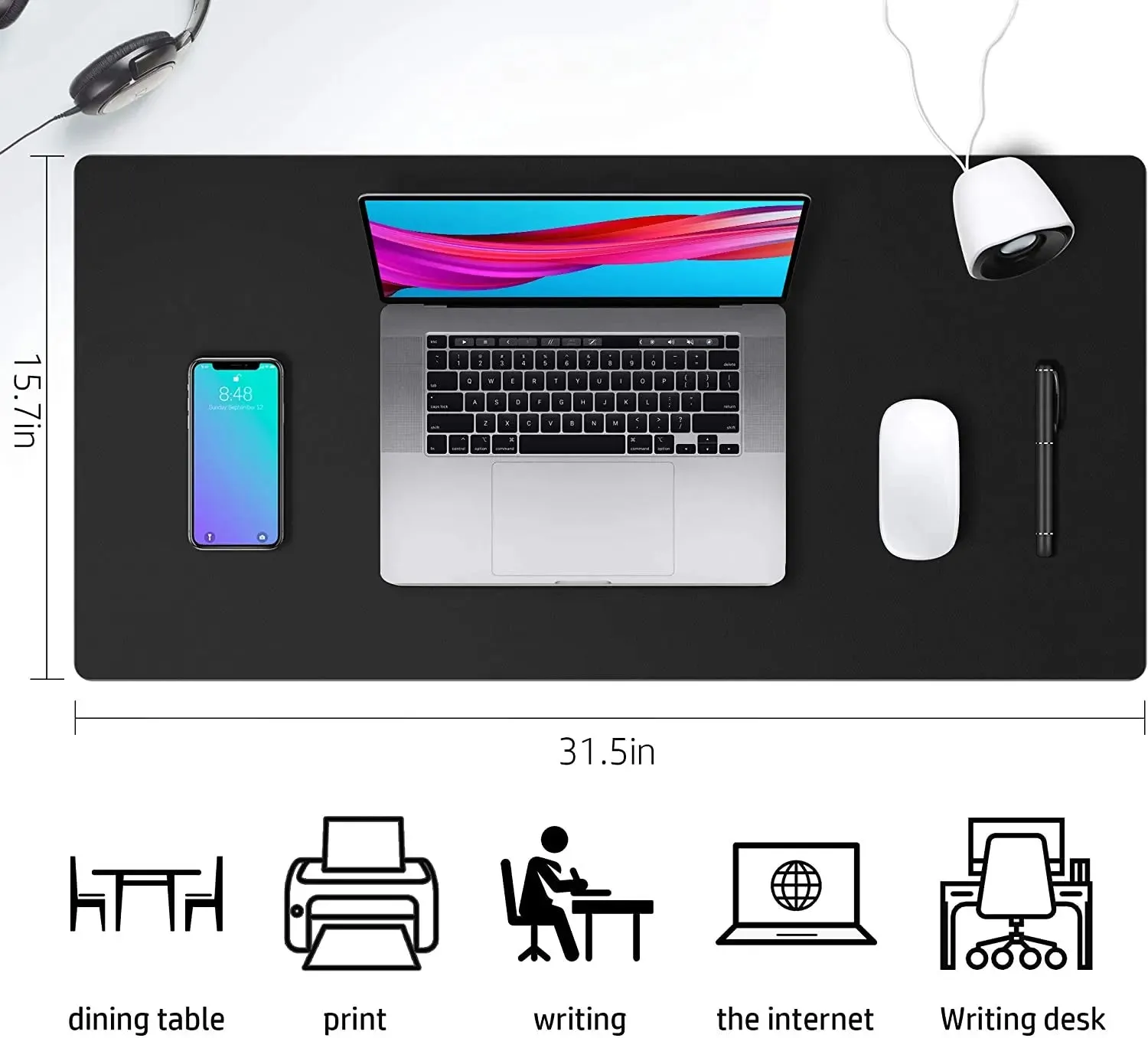 Pink Waterproof PVC Leather Desk Mat for Girls - Non-Slip Gaming & Laptop Pad