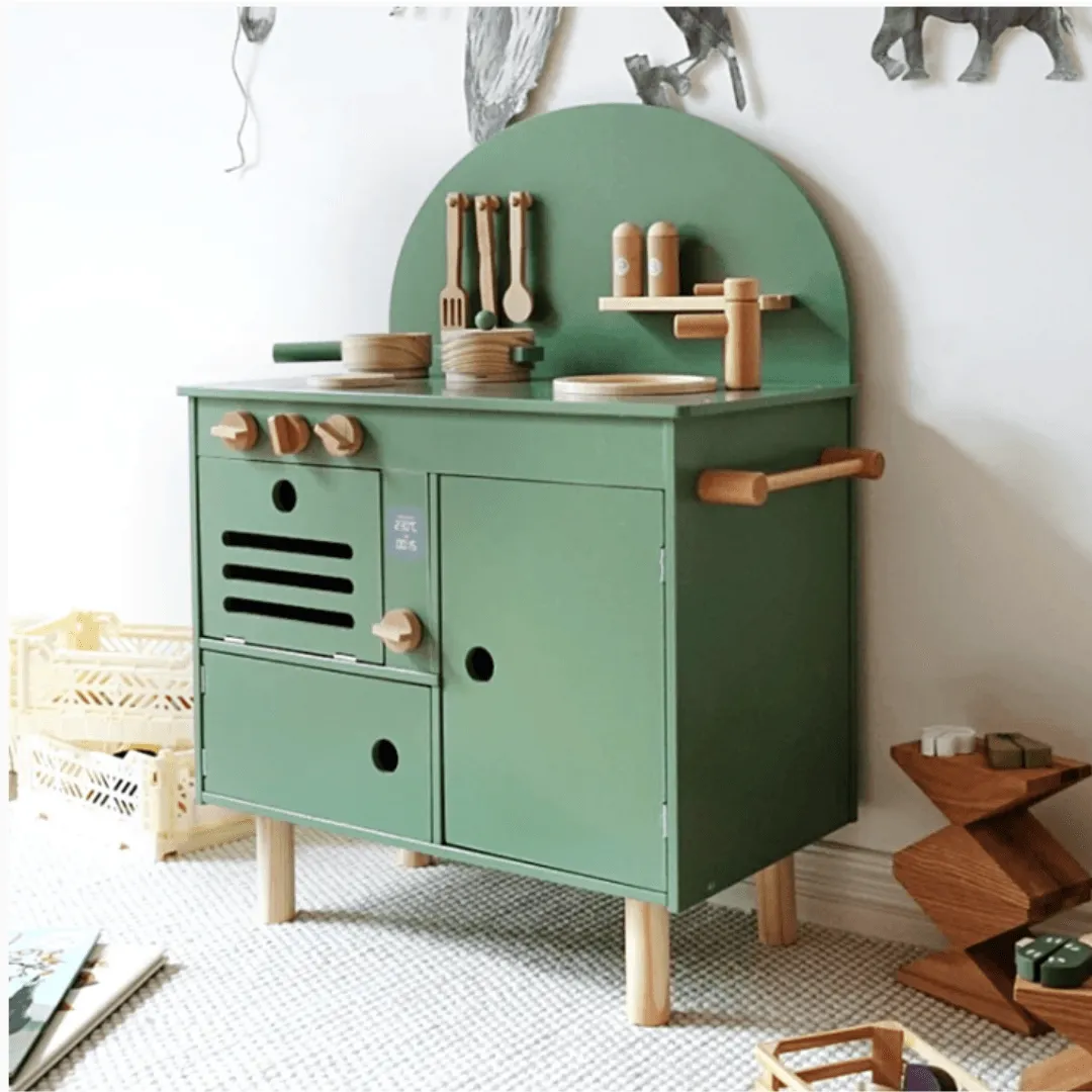 Pretend Wooden Cooking Wooden Kitchen For Kids