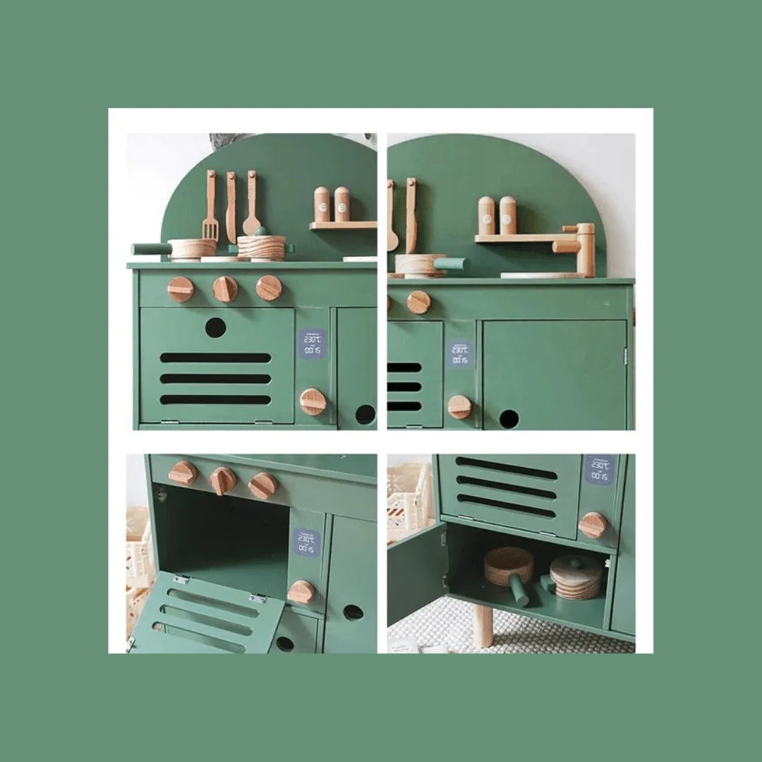 Pretend Wooden Cooking Wooden Kitchen For Kids