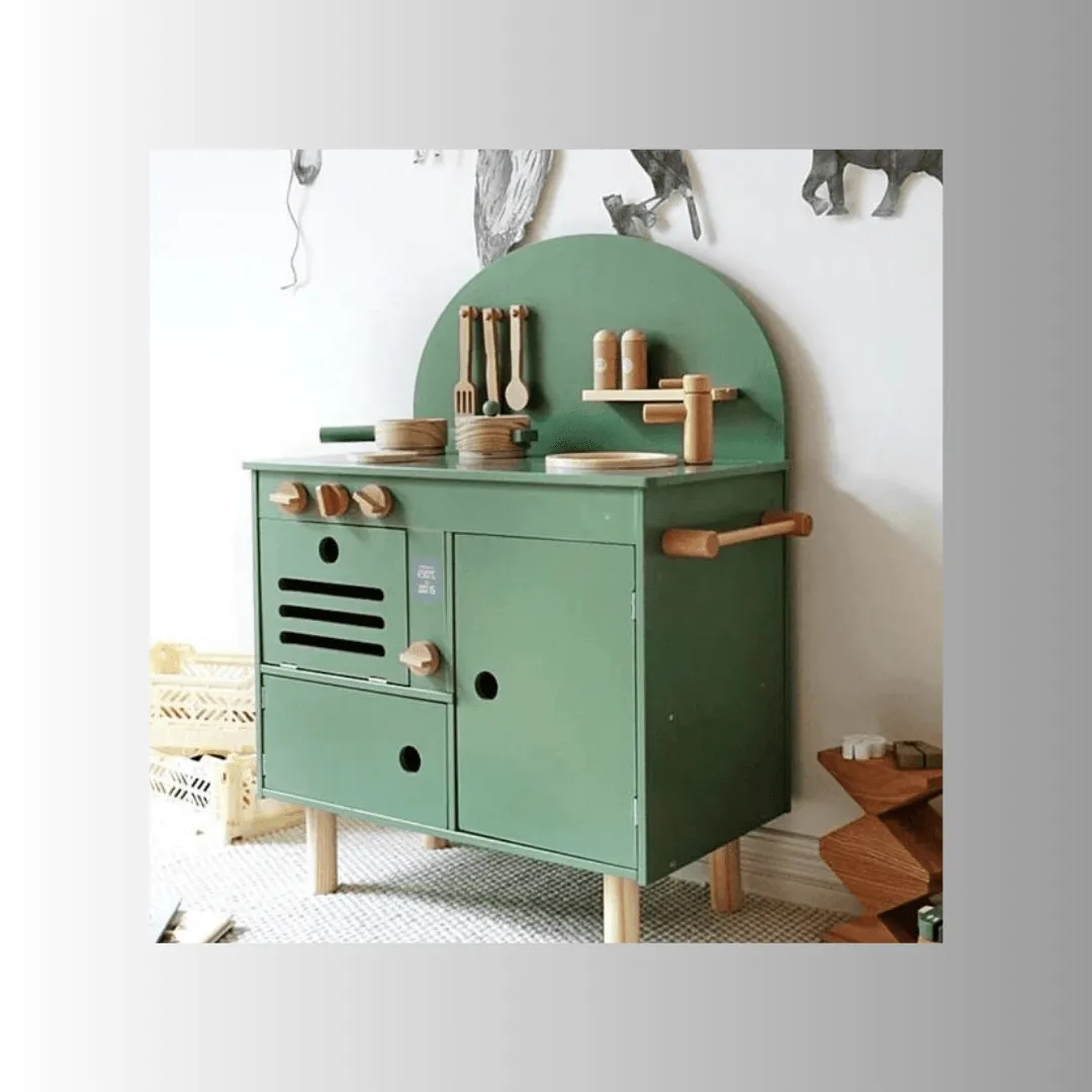 Pretend Wooden Cooking Wooden Kitchen For Kids