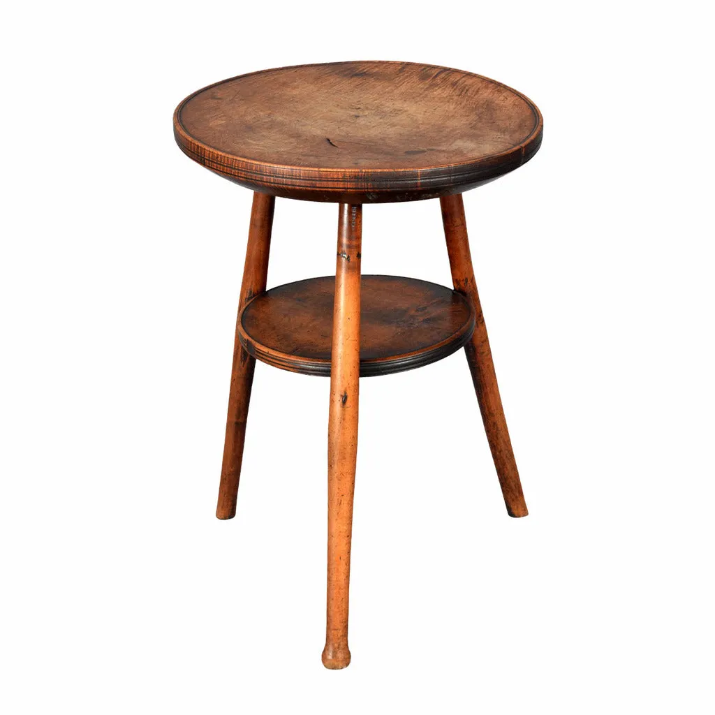 Primitive Sycamore Cricket Table with Shelf