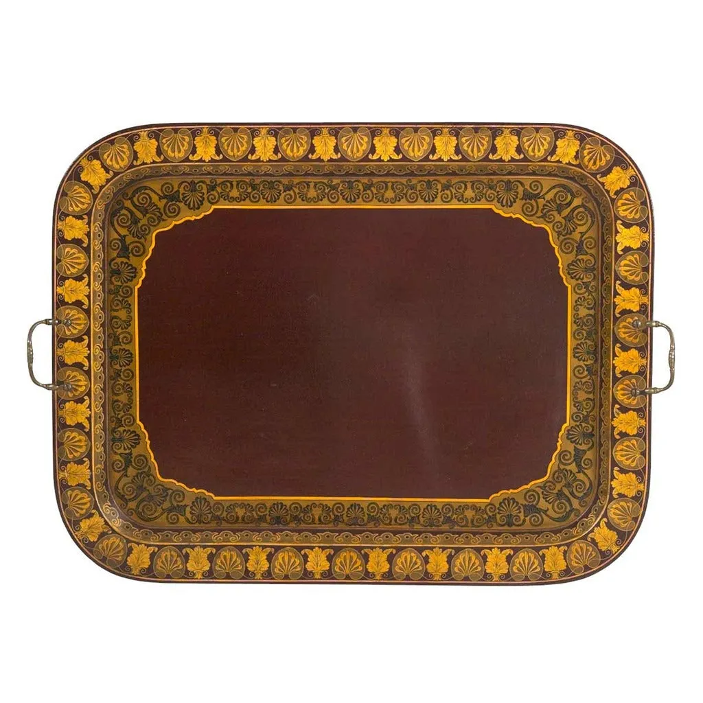Red Chinoiserie Tray on Stand