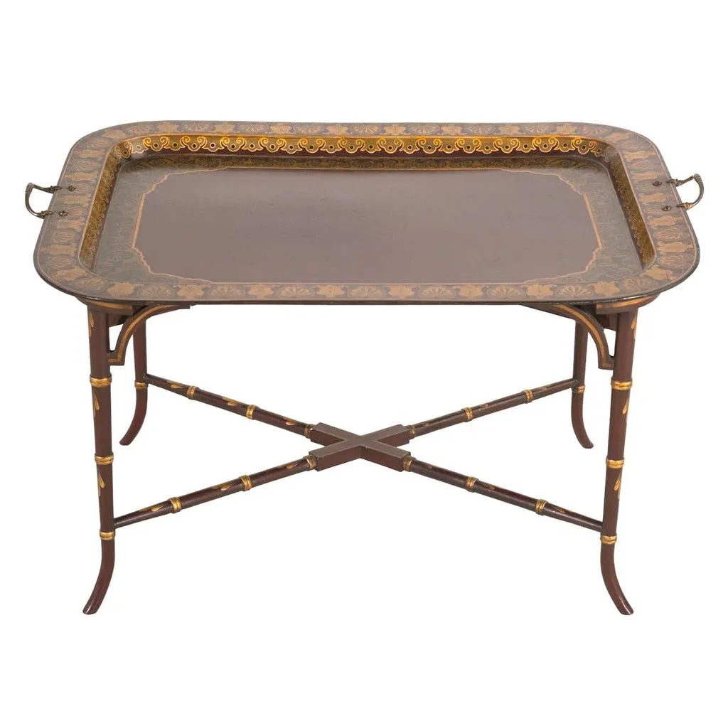 Red Chinoiserie Tray on Stand