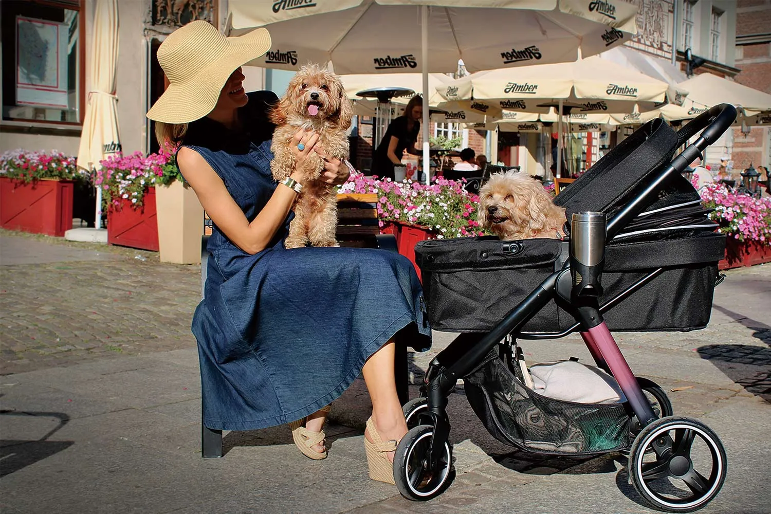 Retro Luxe Pet Stroller For Pets Up To 30kg - Prism Black