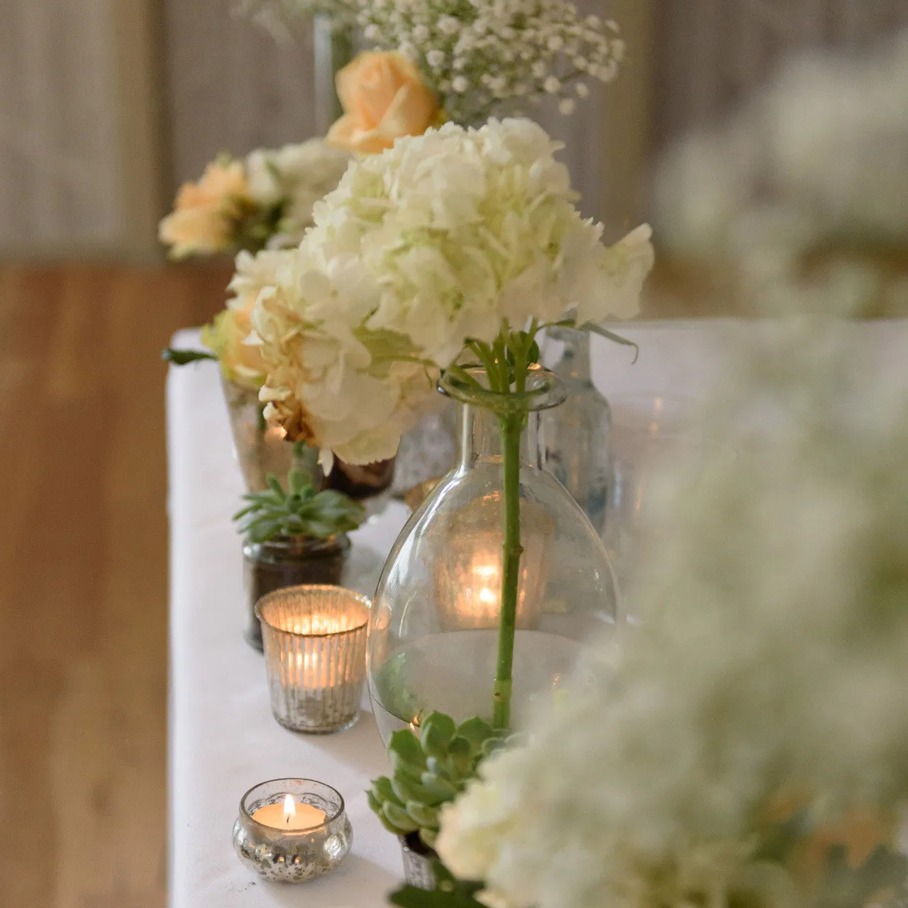 Ribbed Mercury Glass Tea Light Holders Silver