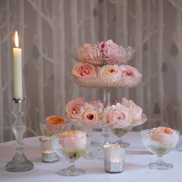 Ribbed Mercury Glass Tea Light Holders Silver