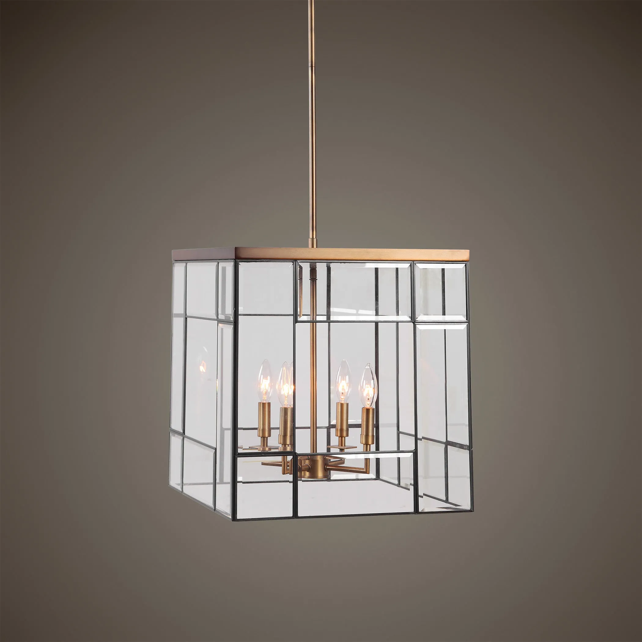 Romilly 4 Light Antique Brass Pendant