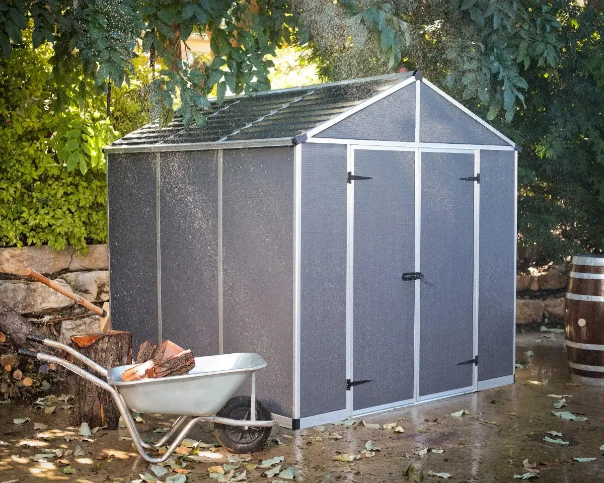 Rubicon™ ~8 ft. x 8 ft. Grey Storage Shed | Palram-Canopia