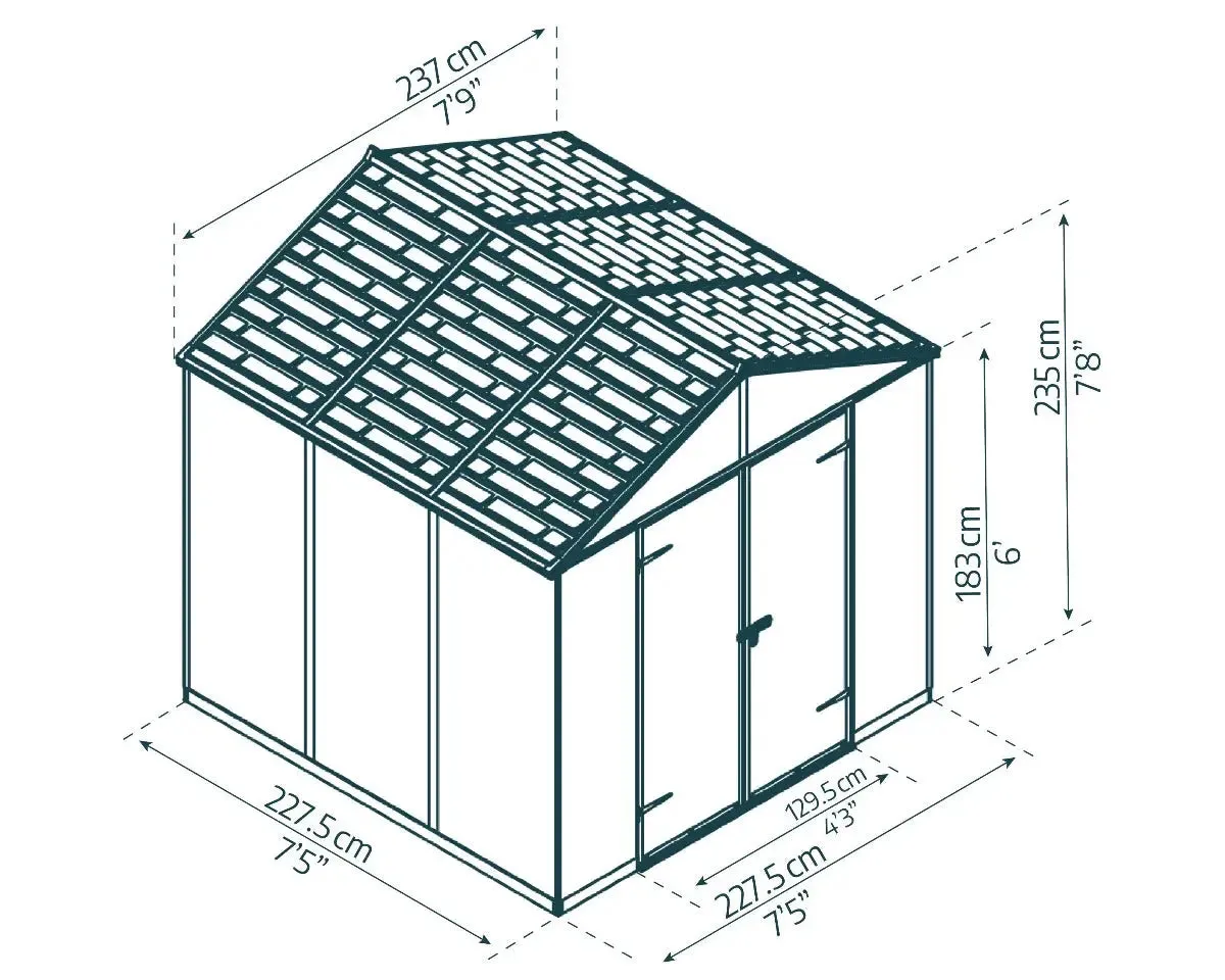 Rubicon™ ~8 ft. x 8 ft. Grey Storage Shed | Palram-Canopia