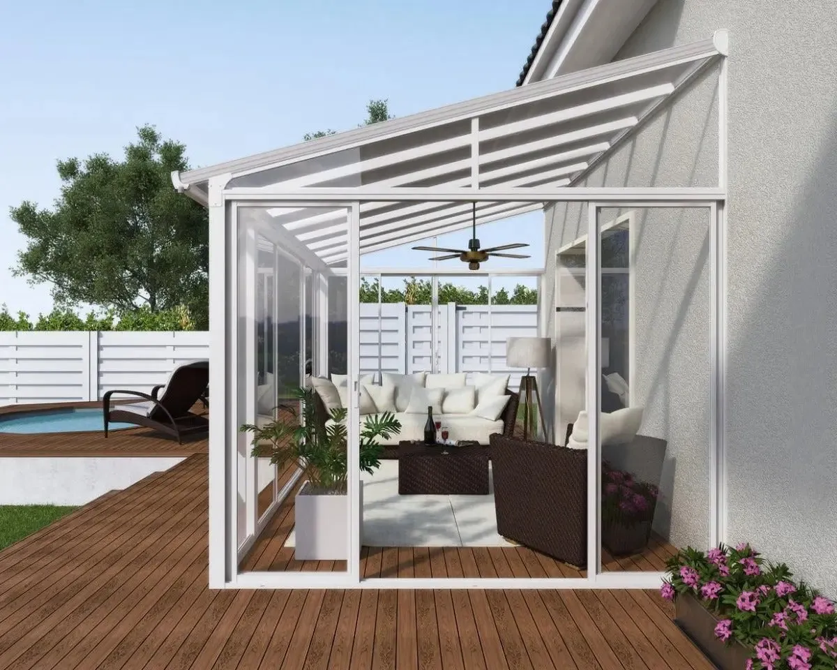 SanRemo™ 10 ft. x 10 ft. Solarium Patio Enclosure White Frame Translucent Roof | Palram-Canopia