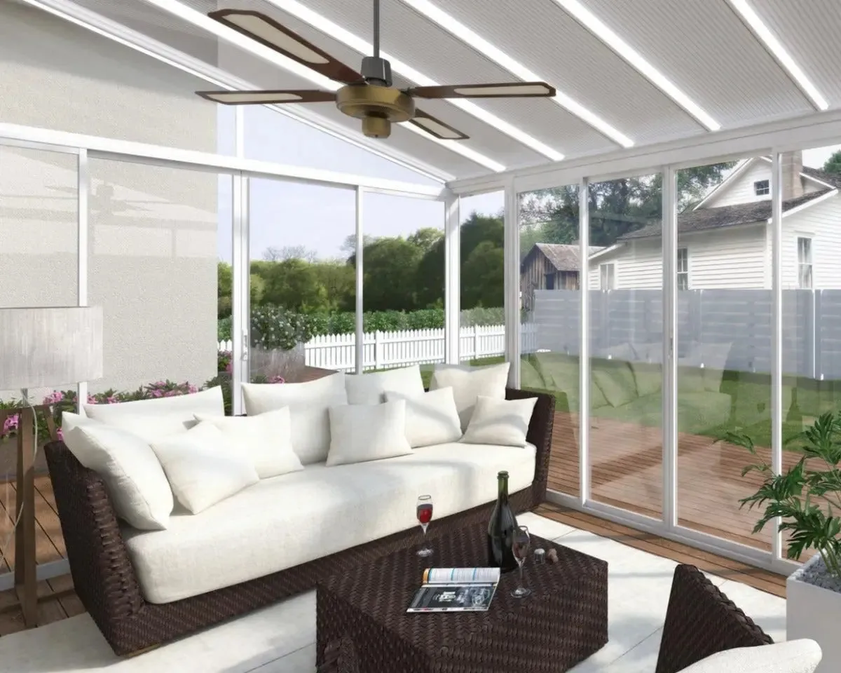 SanRemo™ 10 ft. x 10 ft. Solarium Patio Enclosure White Frame Translucent Roof | Palram-Canopia