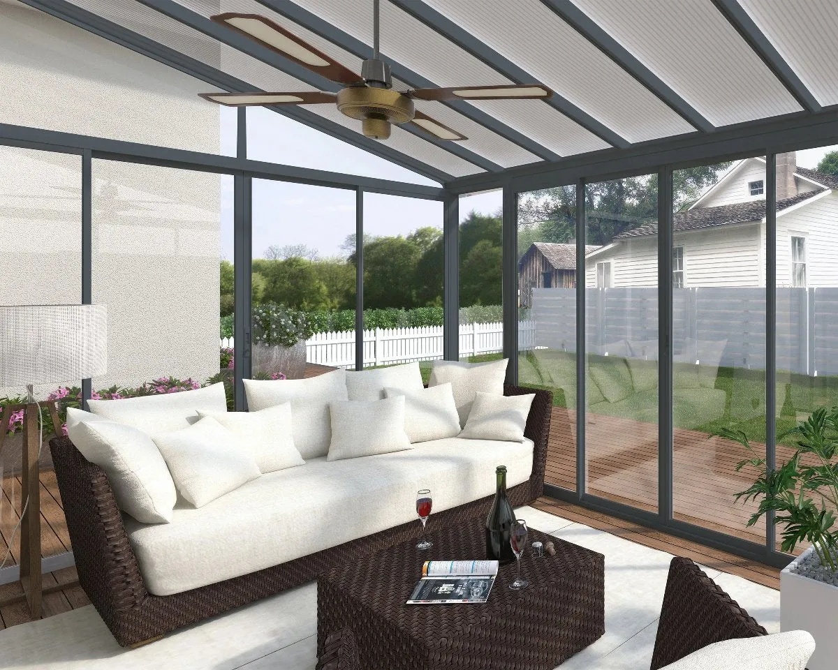 SanRemo™ 10 ft. x 14 ft. Solarium Patio Enclosure Grey Frame Translucent Roof | Palram-Canopia