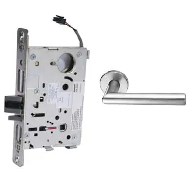 Sargent 70-8271-12V-LNMI-26D Electric Mortise Lock, Fail Secure, 12V, SFIC Less Core, LN Rose, MI Lever, Field Reversible, Satin Chrome