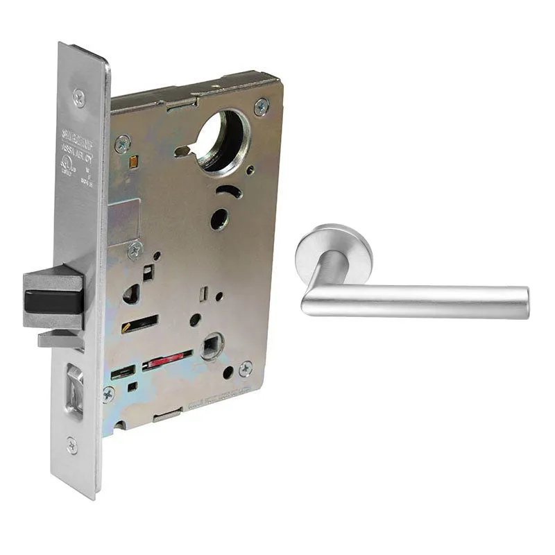 Sargent LC-8204-LNMI Storeroom or Closet Mortise Lock, MI - Lever, LN - Rose, Field Reversible, Less Cylinder