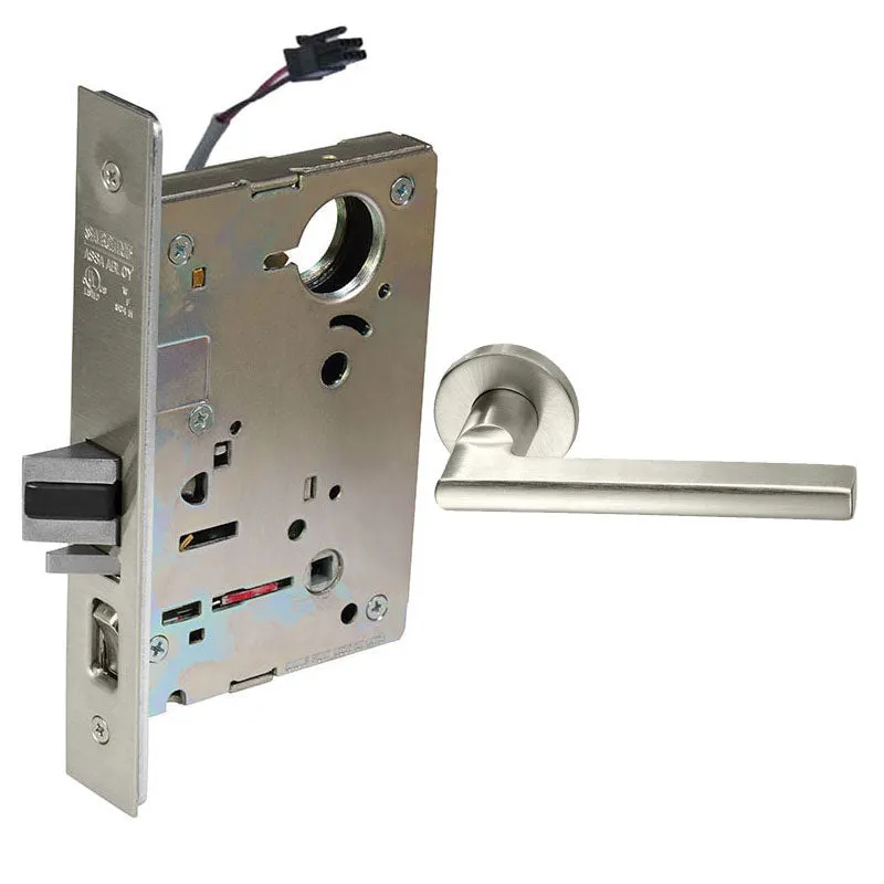 Sargent RX-LC-8204-24V-LNMD Storeroom 24V Electrified Mortise Lock, LN Rose, MD Lever, RX Switch, Less Cylinder