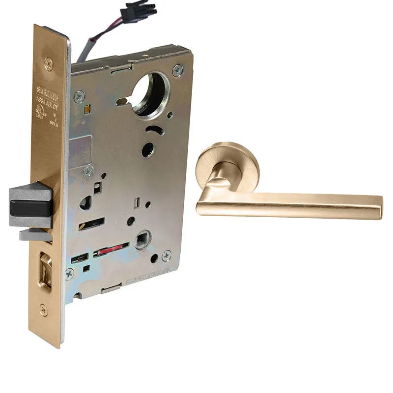Sargent RX-LC-8204-24V-LNMD Storeroom 24V Electrified Mortise Lock, LN Rose, MD Lever, RX Switch, Less Cylinder