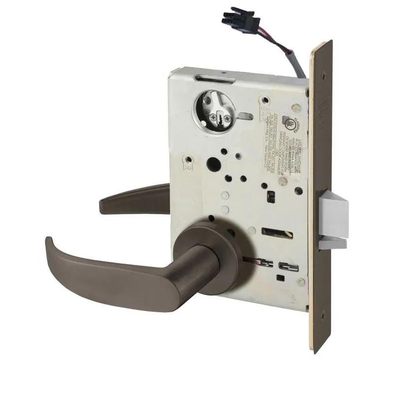 Sargent RX-LC-8237-24V-LNP Classroom 24V Electrified Mortise Lock, LN Rose, P Lever, RX Switch, Less Cylinder