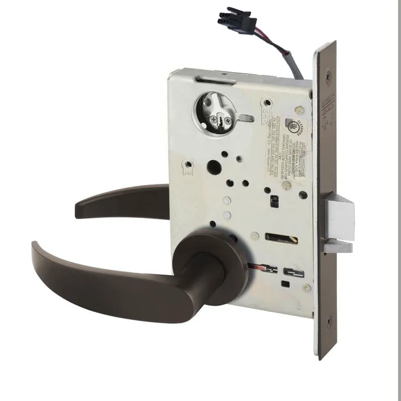 Sargent RX-LC-8237-24V-LNP Classroom 24V Electrified Mortise Lock, LN Rose, P Lever, RX Switch, Less Cylinder