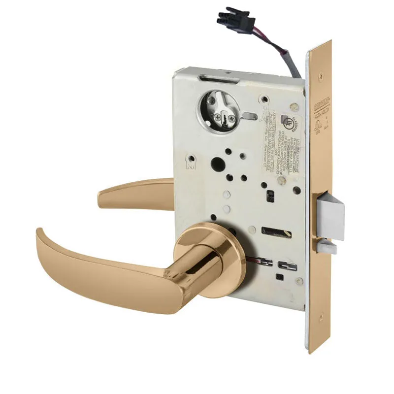 Sargent RX-LC-8237-24V-LNP Classroom 24V Electrified Mortise Lock, LN Rose, P Lever, RX Switch, Less Cylinder