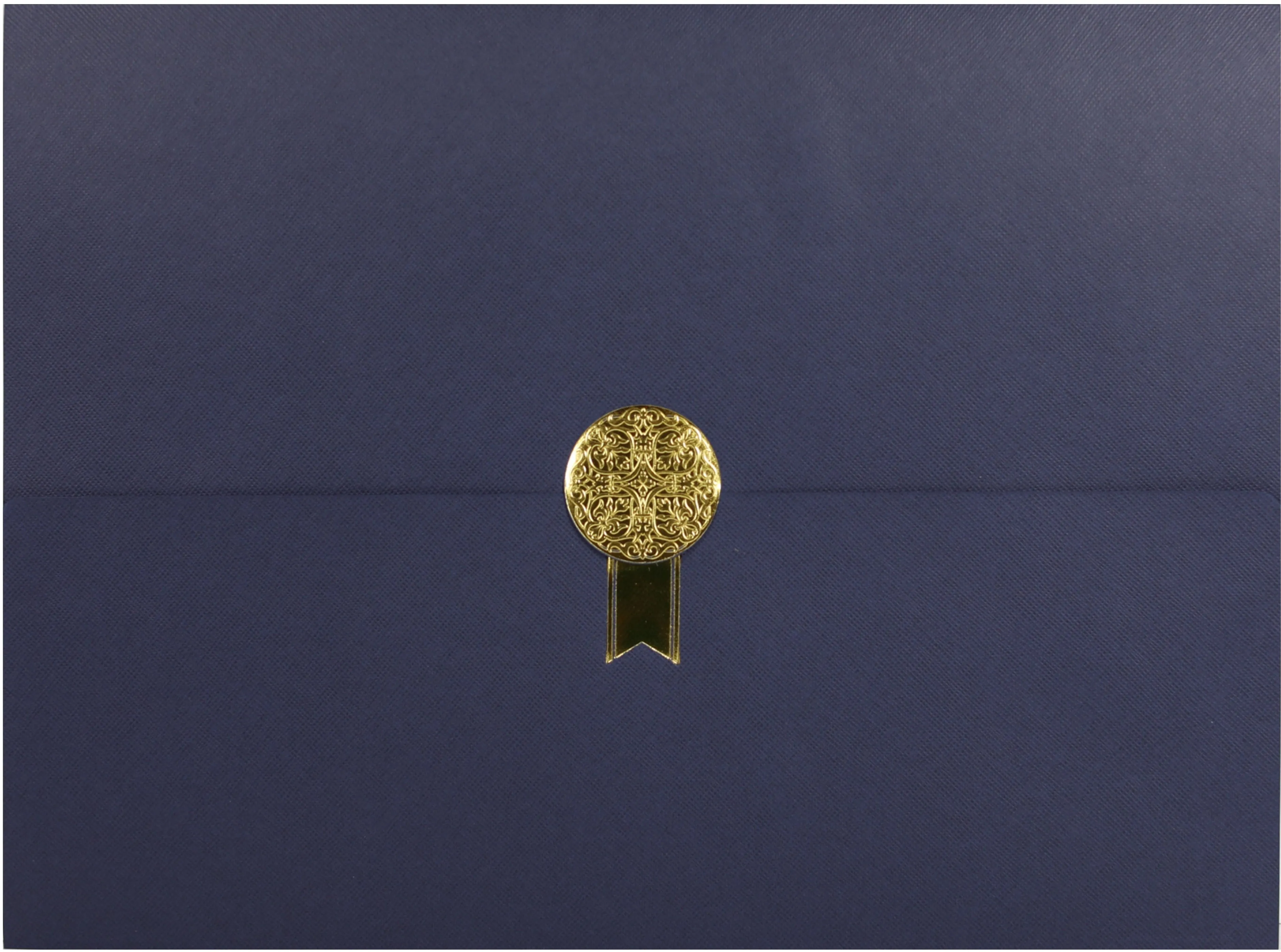 St. James® Certificate Holders/Document Covers/Diploma Holders, Navy Blue, Gold Award Seal with Single Gold Ribbon, Pack of 5, 83836