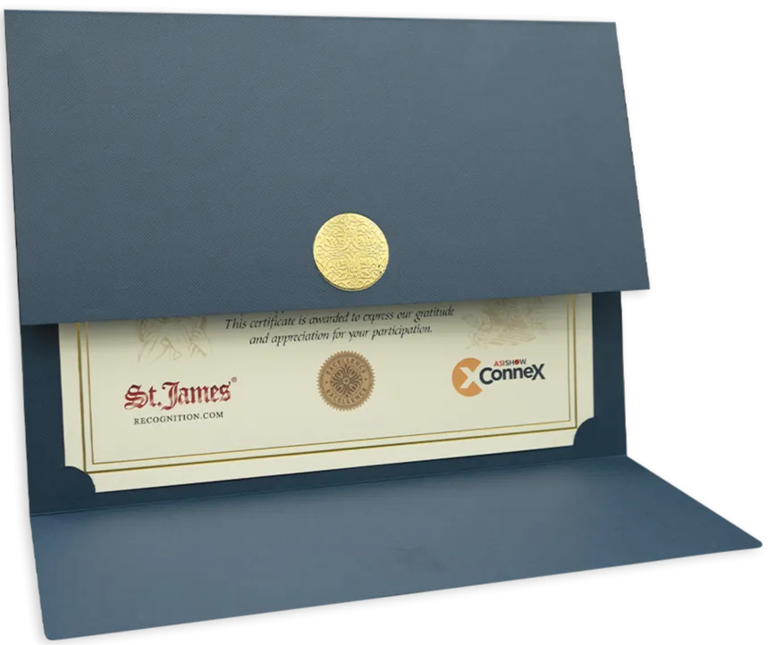 St. James® Certificate Holders/Document Covers/Diploma Holders, Navy Blue, Gold Award Seal with Single Red Ribbon, Pack of 5, 83838