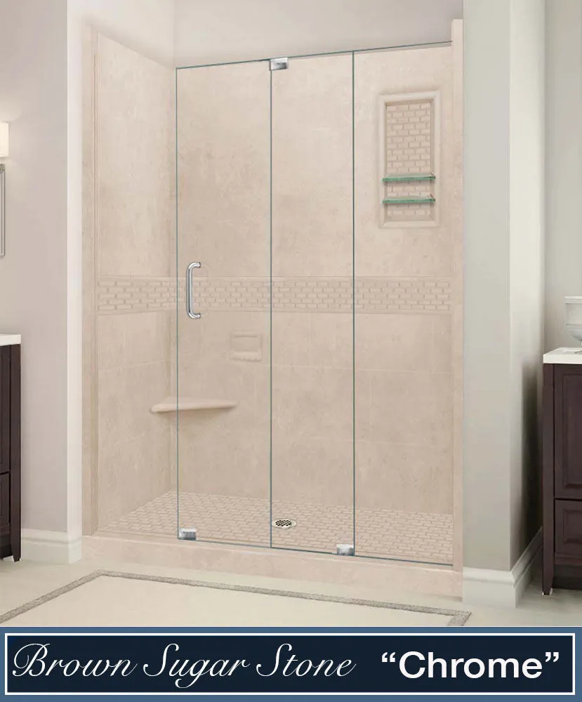 Stone Threshold, Casings and Sliding Shower Door, Easy Remodel Kit
