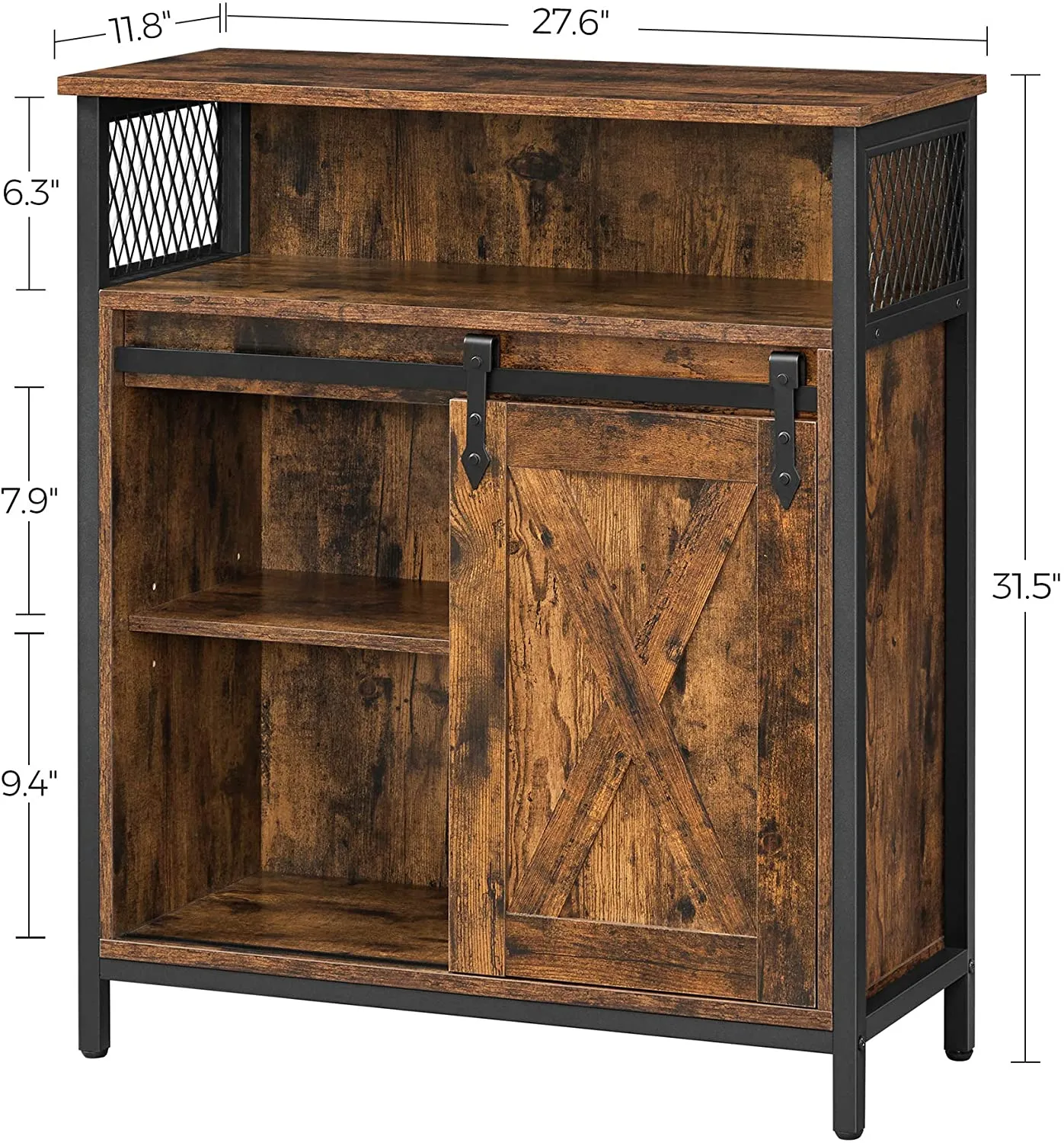 Storage Cabinet, Sideboard Cupboard with Open Compartment, Sliding Barn Door