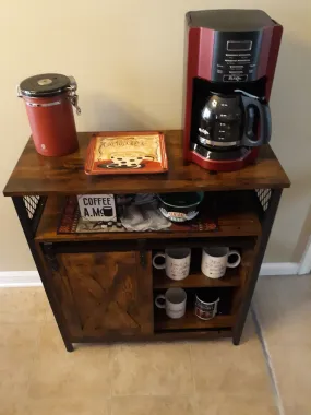 Storage Cabinet, Sideboard Cupboard with Open Compartment, Sliding Barn Door