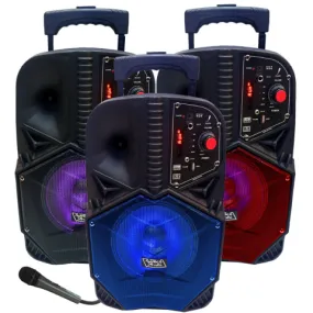 TOPTECH BLADE-8, 8-Inch 1600W Peak Power Portable Bluetooth Speaker with LED Lights & Microphone, Trolley Handle for Easy Transport