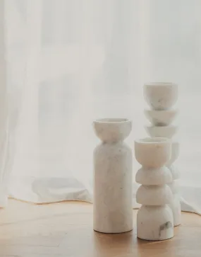 Toulin Candle Holder | Marble White