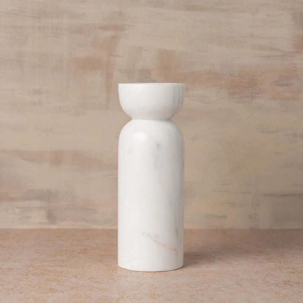 Toulin Candle Holder | Marble White