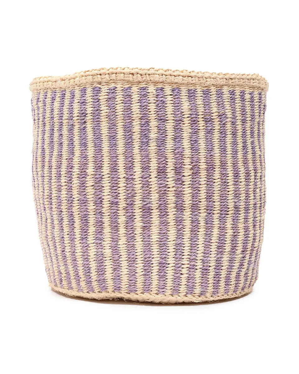 UMEME: Lavender Pinstripe Woven Storage Basket: Purple / M / Pinstripe