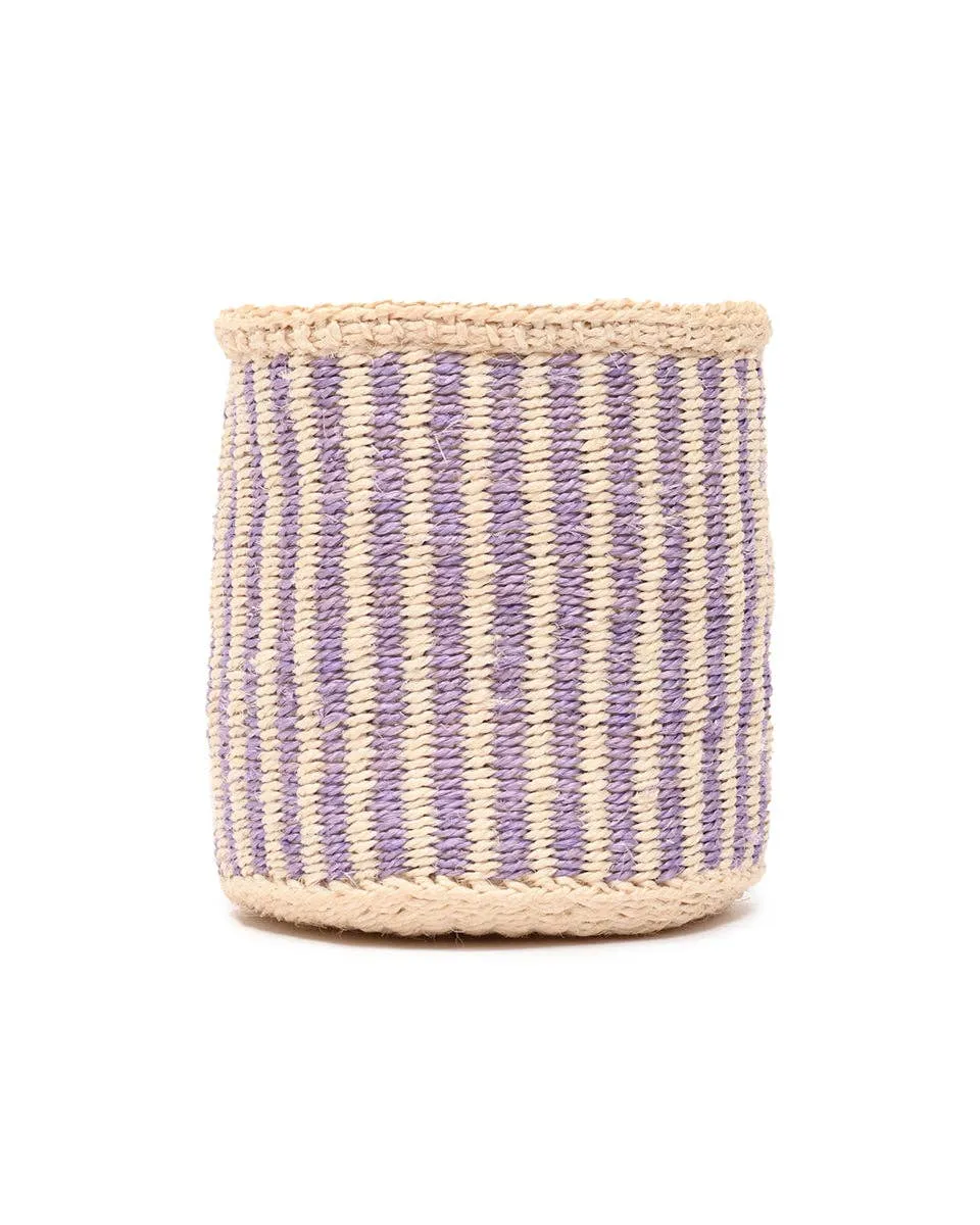 UMEME: Lavender Pinstripe Woven Storage Basket: Purple / M / Pinstripe