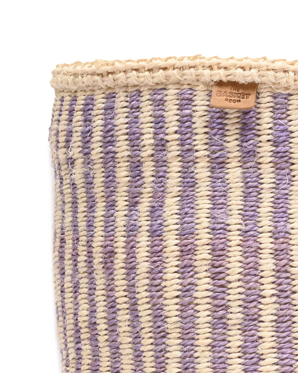 UMEME: Lavender Pinstripe Woven Storage Basket: Purple / M / Pinstripe