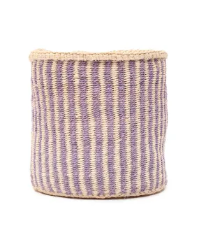 UMEME: Lavender Pinstripe Woven Storage Basket: Purple / M / Pinstripe